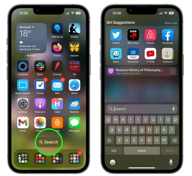 田家庵苹果手机维修分享升级到 iOS 16 后，如何删除主屏幕上的搜索按钮 